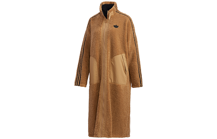 (Women) adidas Originals Long Sherpa Reversible Fleece Coat Cardboard Yellow GV2928