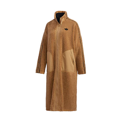 (Women) adidas Originals Long Sherpa Reversible Fleece Coat Cardboard Yellow GV2928
