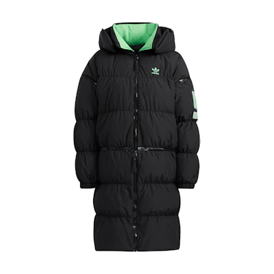 (Women) adidas Originals Long Zip Down Hooded Winter Jacket Black. HF1581