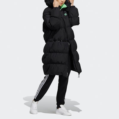 (W) 阿迪达斯Originals长款连帽羽绒外套黑色冬季款. HF1581 Purchase (W) 阿迪达斯Originals长款连帽羽绒外套黑色冬季款. HF1581