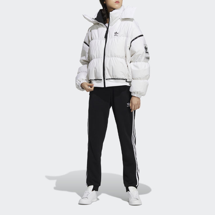 Details for (W) アディダスオリジナルス 冬用ロングフードパファージャケット ホワイトダウンコート HF1582