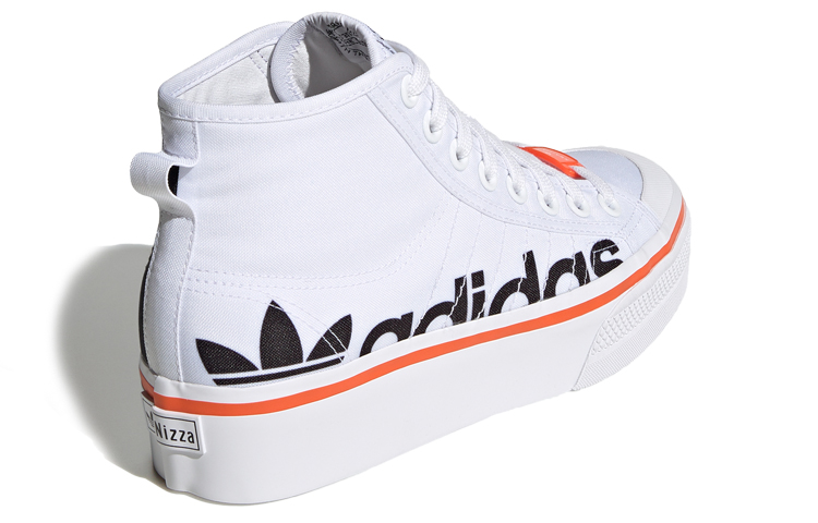 Shop adidas originals NIZZA 平台高筒 板鞋 女款 白黑橙