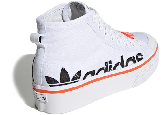 adidas originals NIZZA 平台高筒 板鞋 女款 白黑橙 Shop adidas originals NIZZA 平台高筒 板鞋 女款 白黑橙