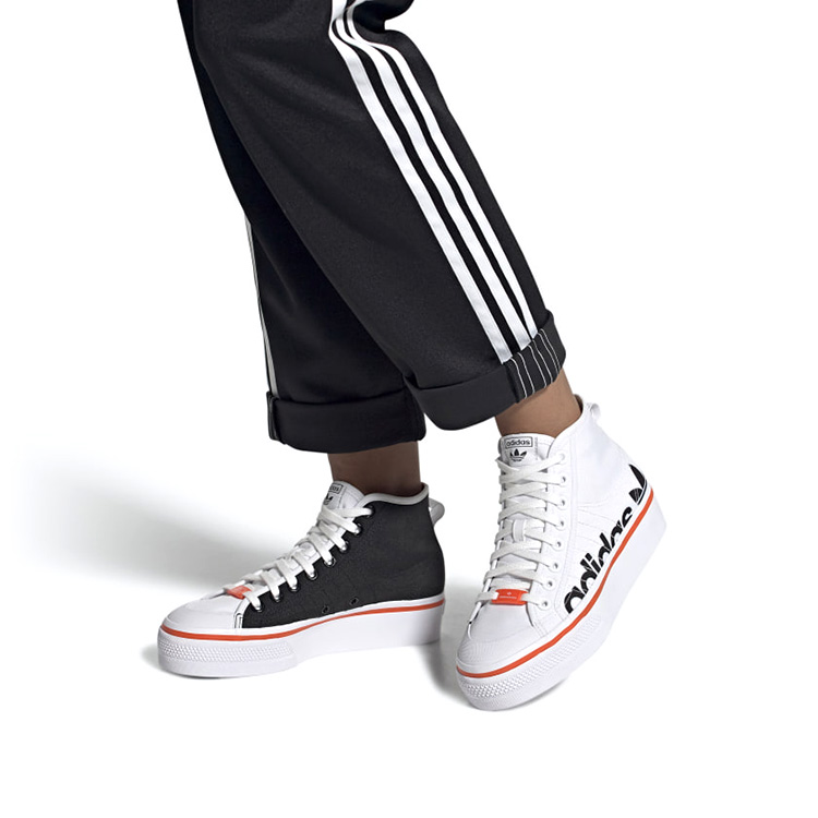 Sizing (W) 아디다스 오리지널 니짜 플랫폼 미드 '화이트 블랙 오렌지' S42601