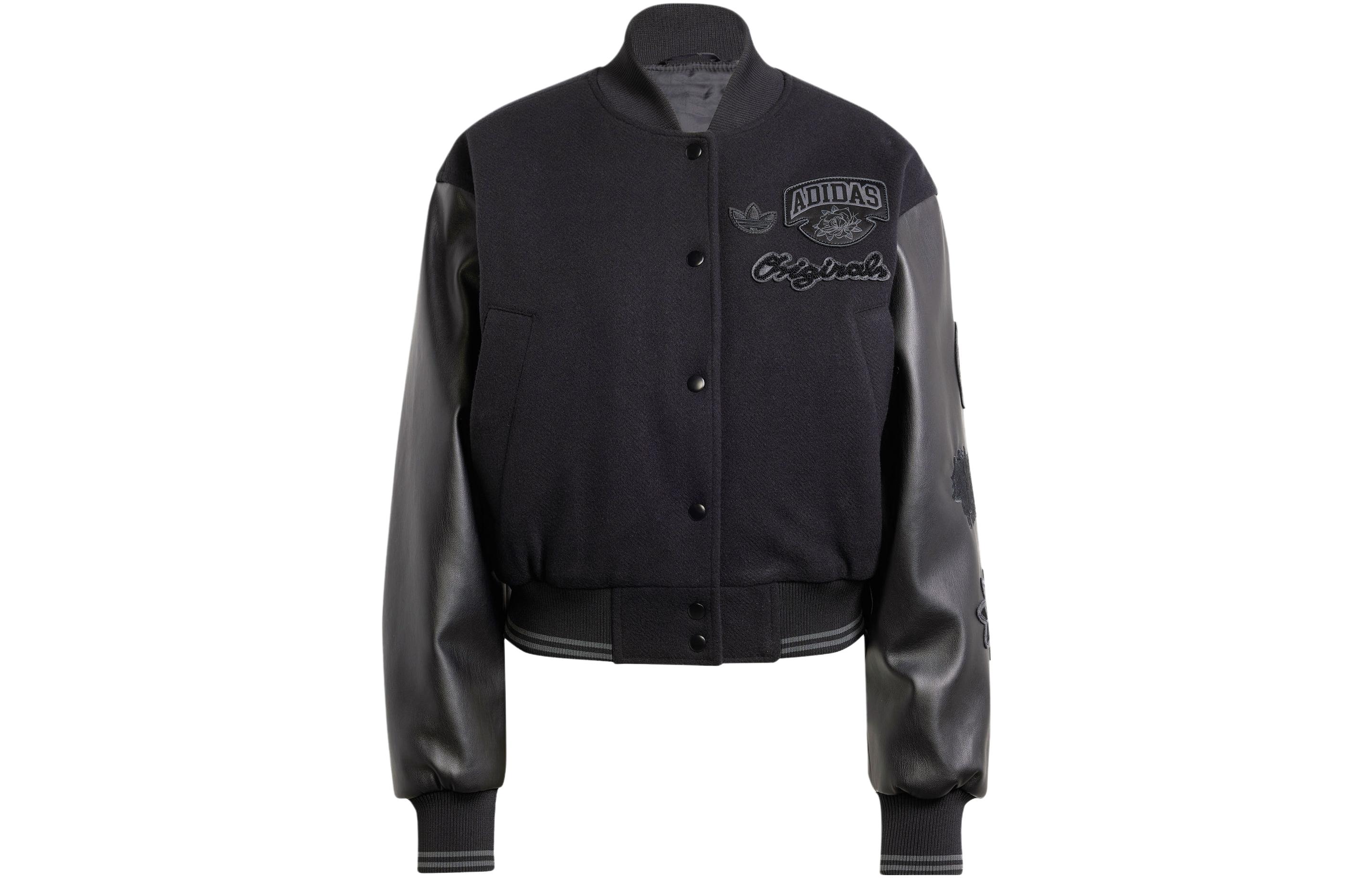 (Women) adidas Originals Oversized Collegiate Jacket Black Vintage Sport Style IX6968