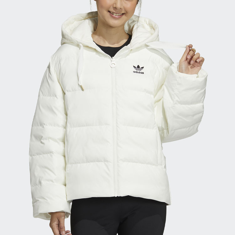 Shop (W) アディダス オリジナルズ パッド入り フードジャケット 冬用アウター ホワイト GV4105