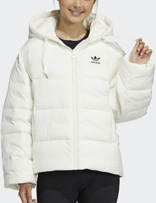 (W) アディダス オリジナルズ パッド入り フードジャケット 冬用アウター ホワイト GV4105 Shop (W) アディダス オリジナルズ パッド入り フードジャケット 冬用アウター ホワイト GV4105