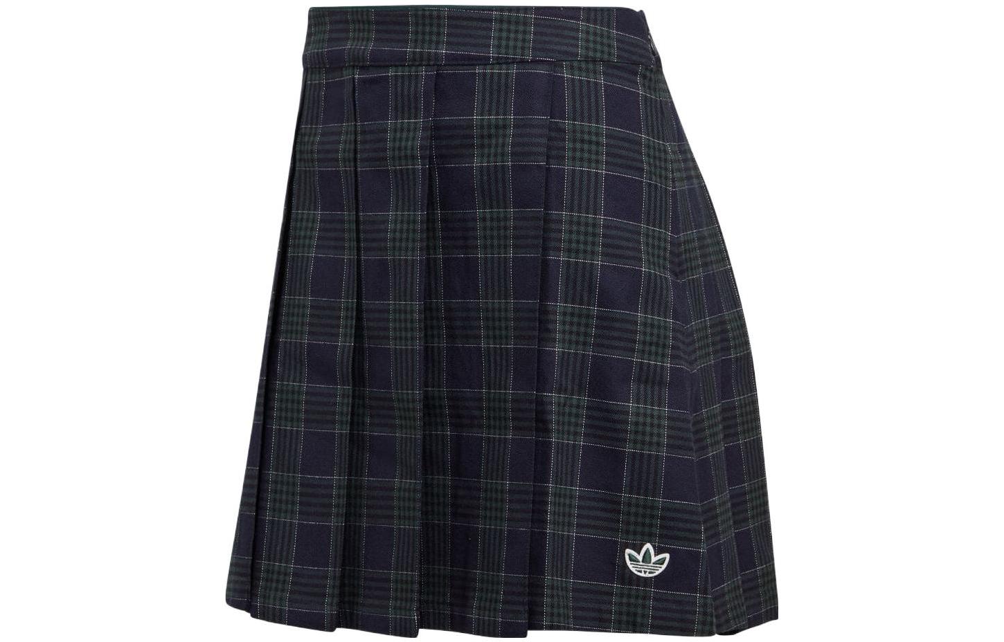(Women) adidas Originals Plaid High-Waisted Pleated Skirt - Legend Ink IA8351 - International Code
