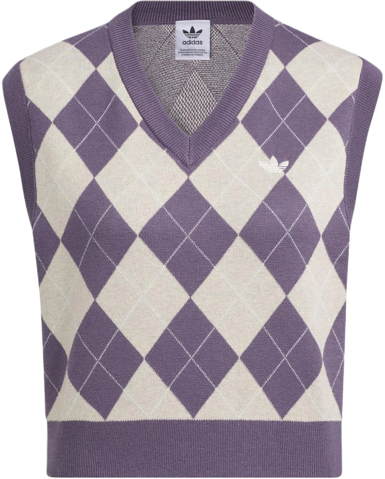 women-adidas-originals-plaid-print-v-neck-pullover-vest-dark-purple-tan-ix-7814