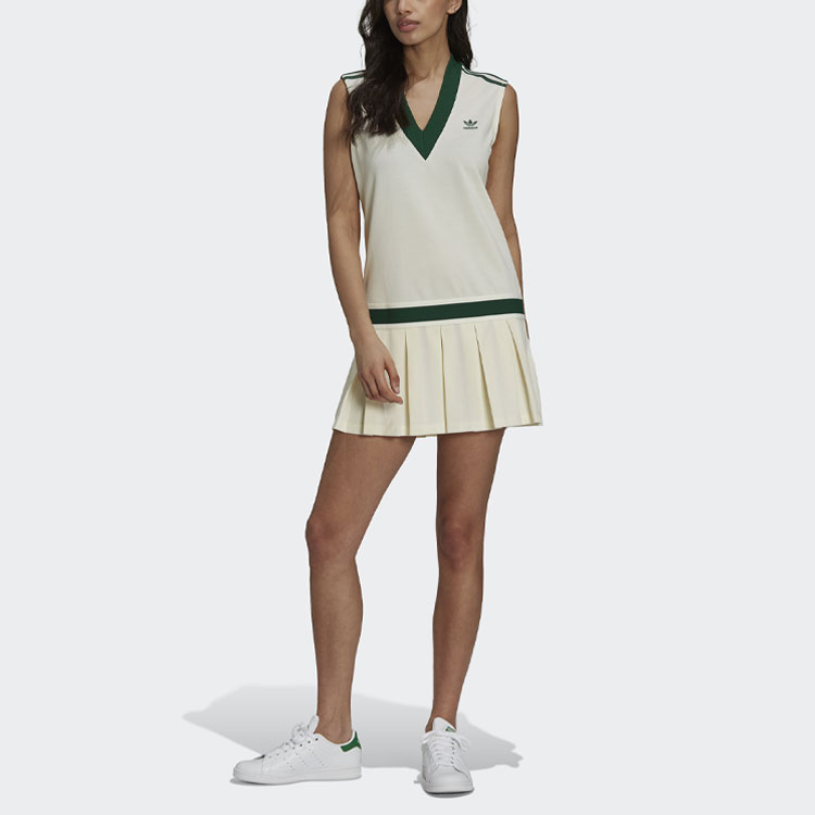 Lookbook (W) Vestido Sin Mangas adidas Originals Tenis Plisado Cuello V Blanco Jade. H56442