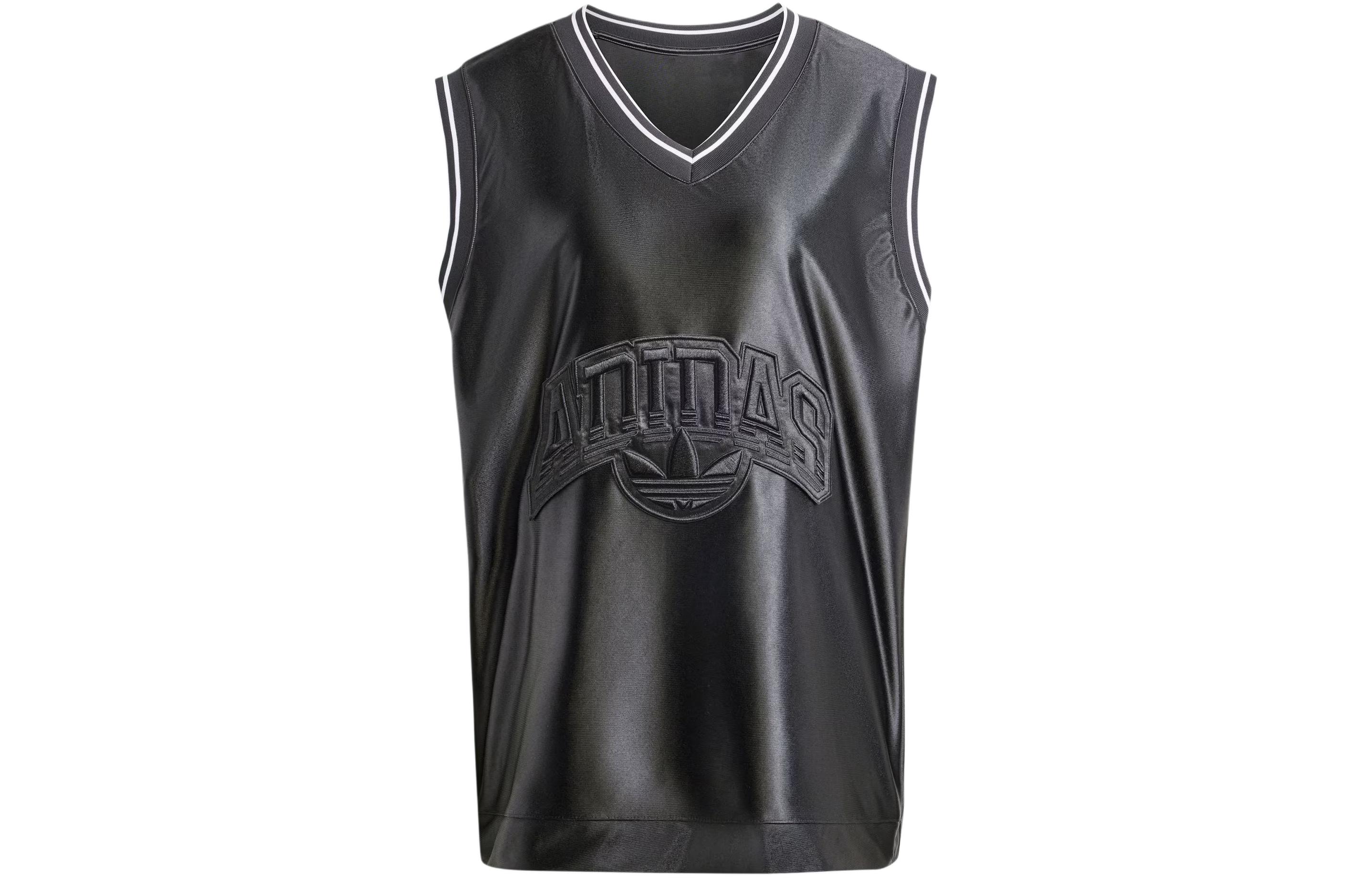 (Women) adidas Originals Premium Black Sleeveless V-Neck Loose Fit Logo Tank Top. IT9761
