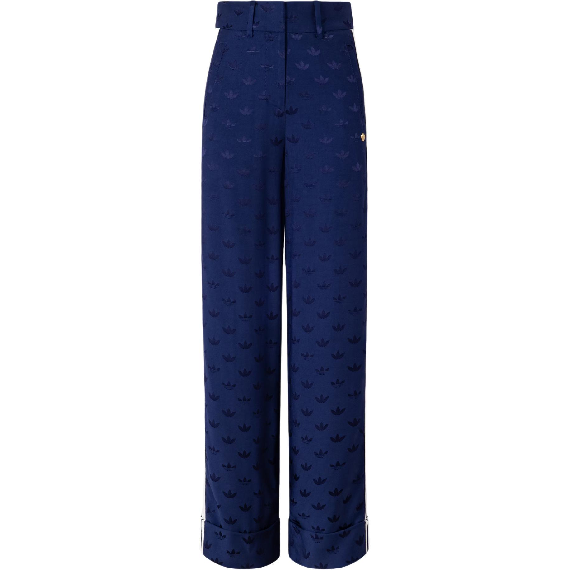 (Women) adidas Originals Premium Woven Jacquard Wide-Leg Track Pants Navy Casual. IX0938