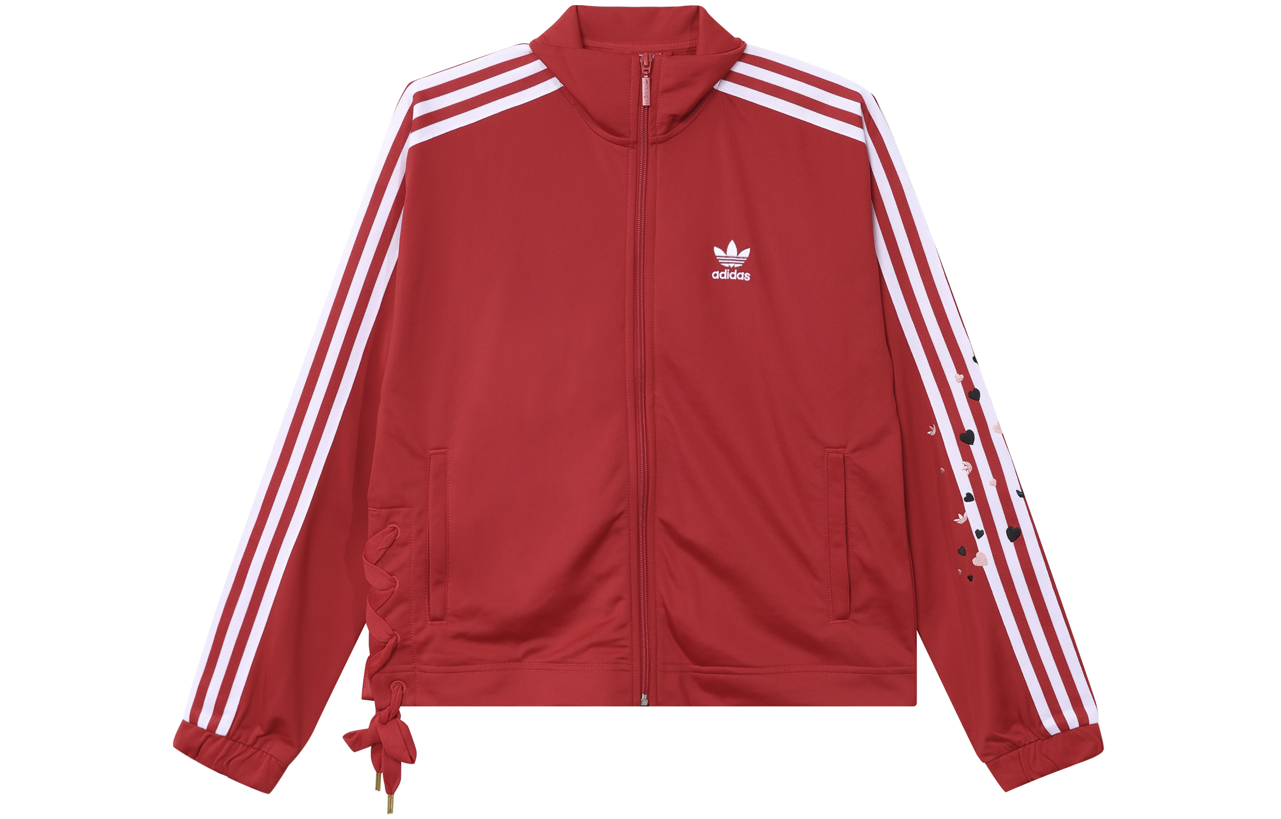 (Women) adidas Originals Red Heart Embroidered Track Jacket with Side Drawstrings GK7173