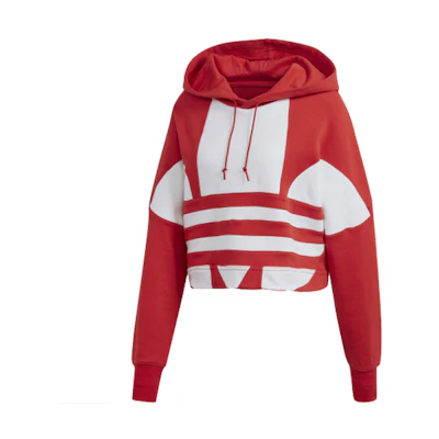(Women) adidas Originals Red Loose Fit Oversized Logo Cropped Hoodie FS1313