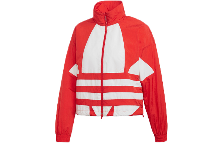 (Women) adidas Originals Red Retro LRG Logo Track Jacket with Stand Collar FM2585