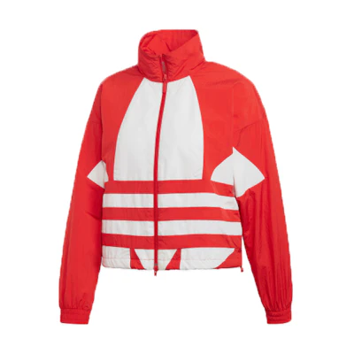 (Women) adidas Originals Red Retro LRG Logo Track Jacket with Stand Collar FM2585