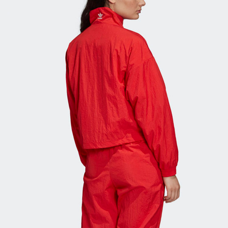 Details for (W) 아디다스 오리지널 레드 레트로 LRG 로고 스탠드 칼라 트랙 재킷 FM2585