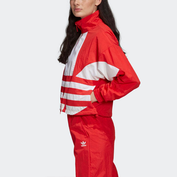 Sizing (W) 아디다스 오리지널 레드 레트로 LRG 로고 스탠드 칼라 트랙 재킷 FM2585