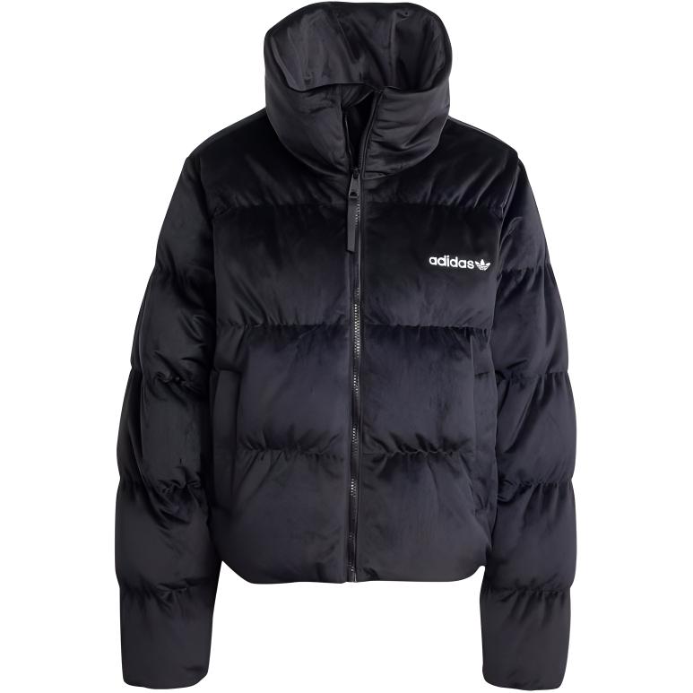 (Women) adidas Originals RegenDown Velvet Puffer Jacket Black Comfortable Zip-Up IW8439