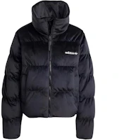 (Women) adidas Originals RegenDown Velvet Puffer Jacket Black Comfortable Zip-Up IW8439 (Women) adidas Originals RegenDown Velvet Puffer Jacket Black Comfortable Zip-Up IW8439
