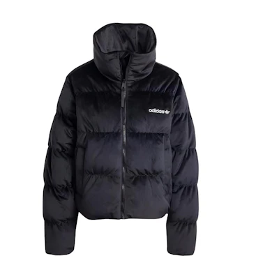 (Women) adidas Originals RegenDown Velvet Puffer Jacket Black Comfortable Zip-Up IW8439
