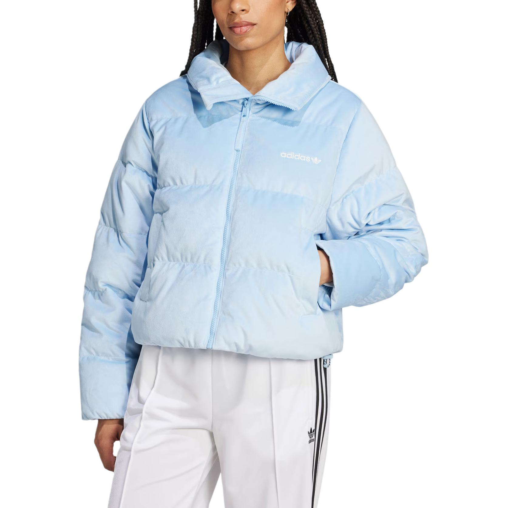 Shop (W) adidas Originals RegenDown 天鵝絨羽絨外套 粉藍配色 JH3600