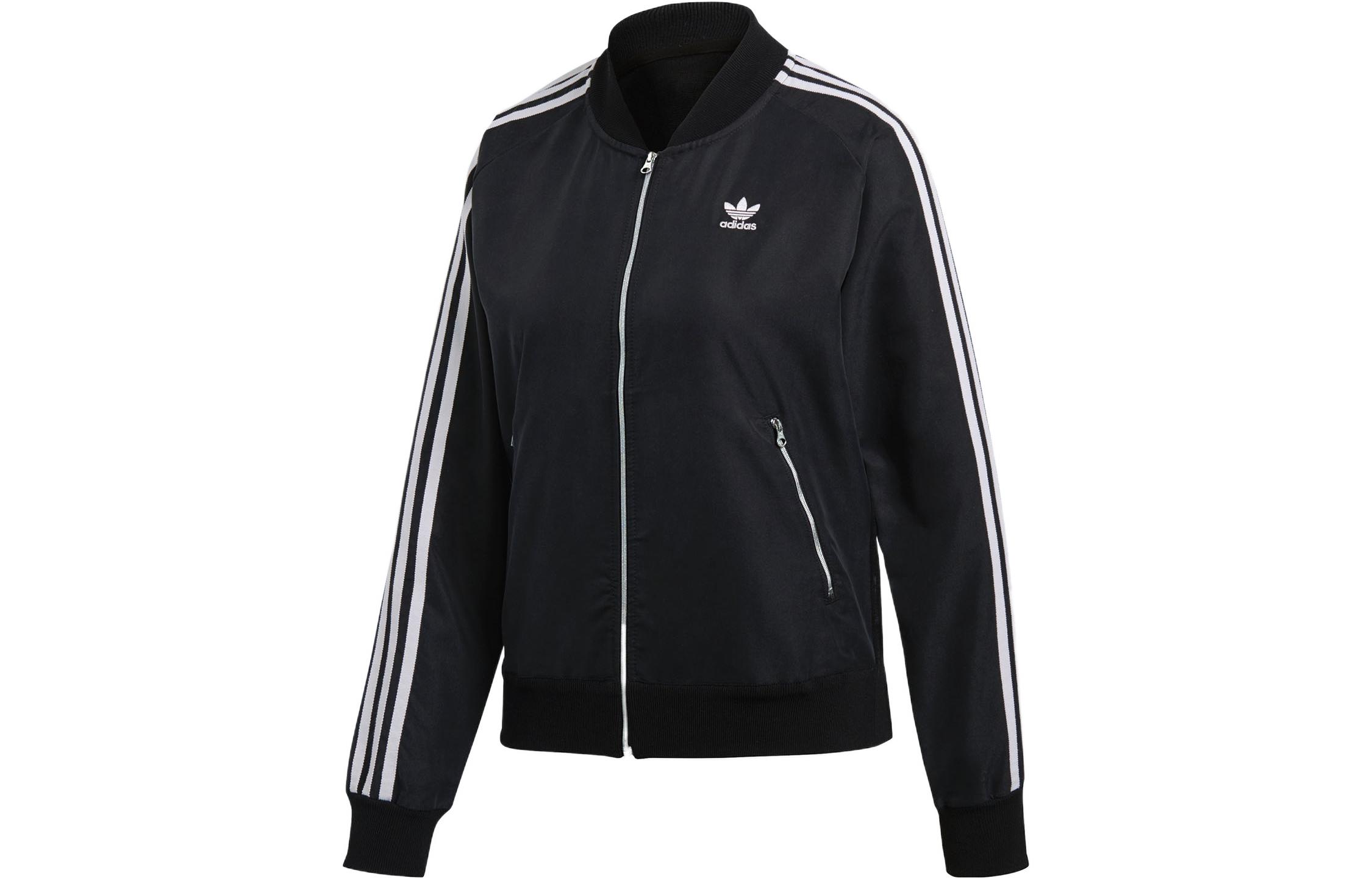 (Women) adidas Originals Retro American Striped Logo Track Jacket Black DP8584