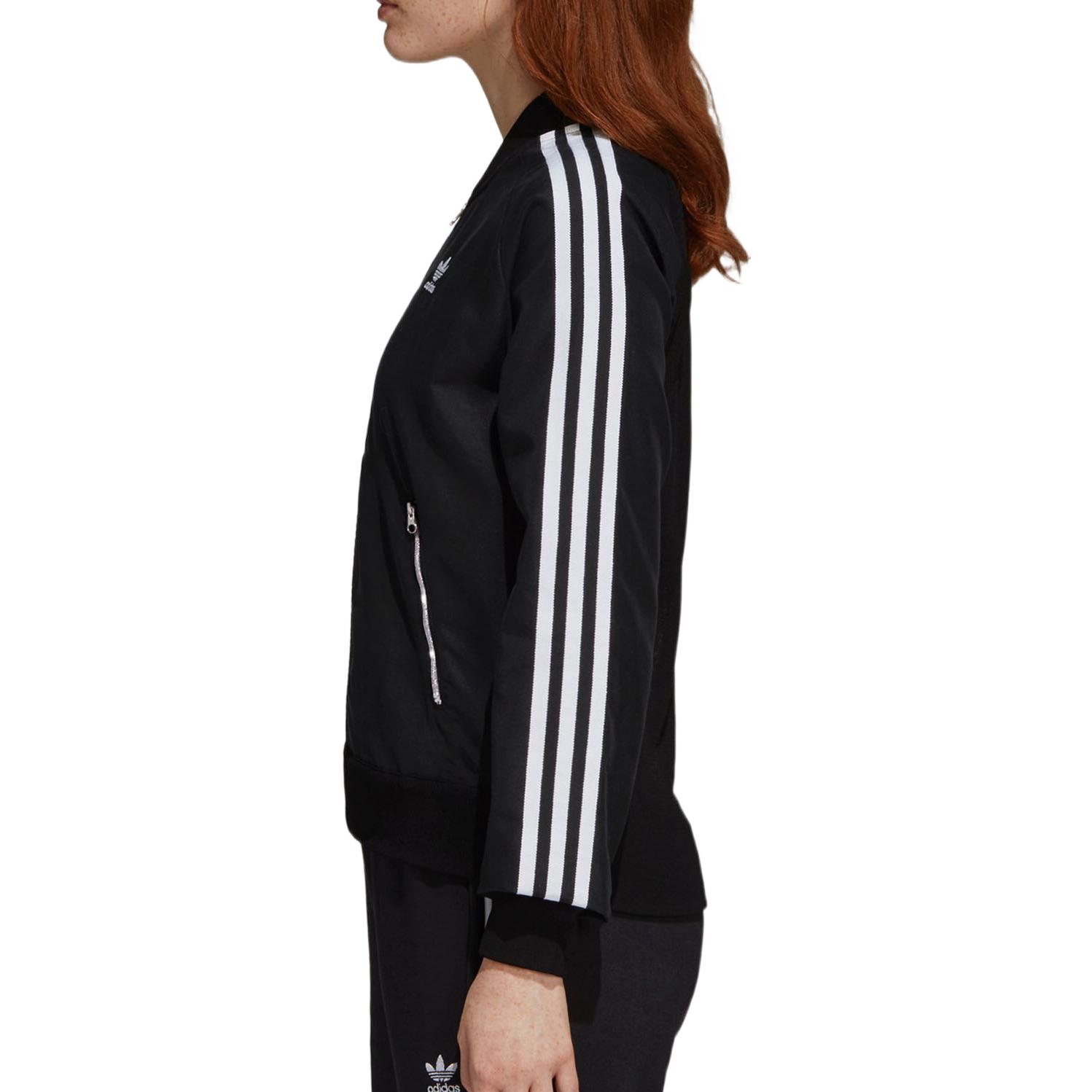 Details for (W) 아디다스 오리지널 레트로 아메리칸 스트라이프 로고 트랙 재킷 블랙 DP8584