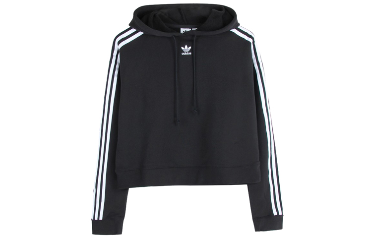 (Women) adidas Originals Retro Black Hoodie with Three Stripes Design CY4766