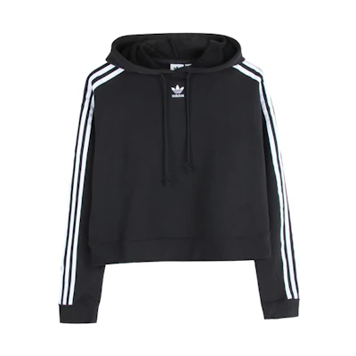 (Women) adidas Originals Retro Black Hoodie with Three Stripes Design CY4766