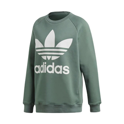 (Women) adidas Originals Retro Logo Pullover Sweatshirt Green DH3128