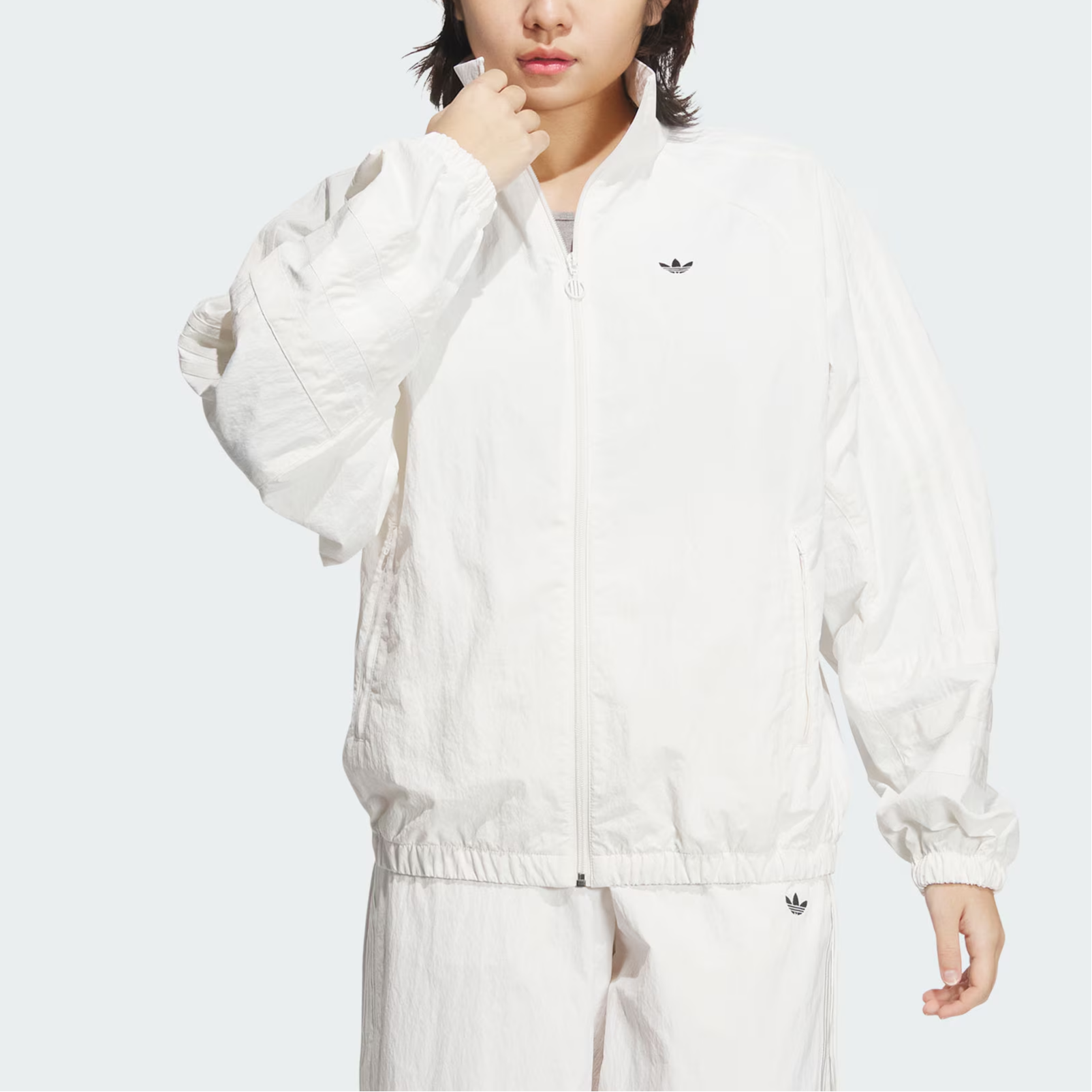 (Women) adidas Originals Ruched Track Top White/Black Sports Jacket JD6386 圖 3