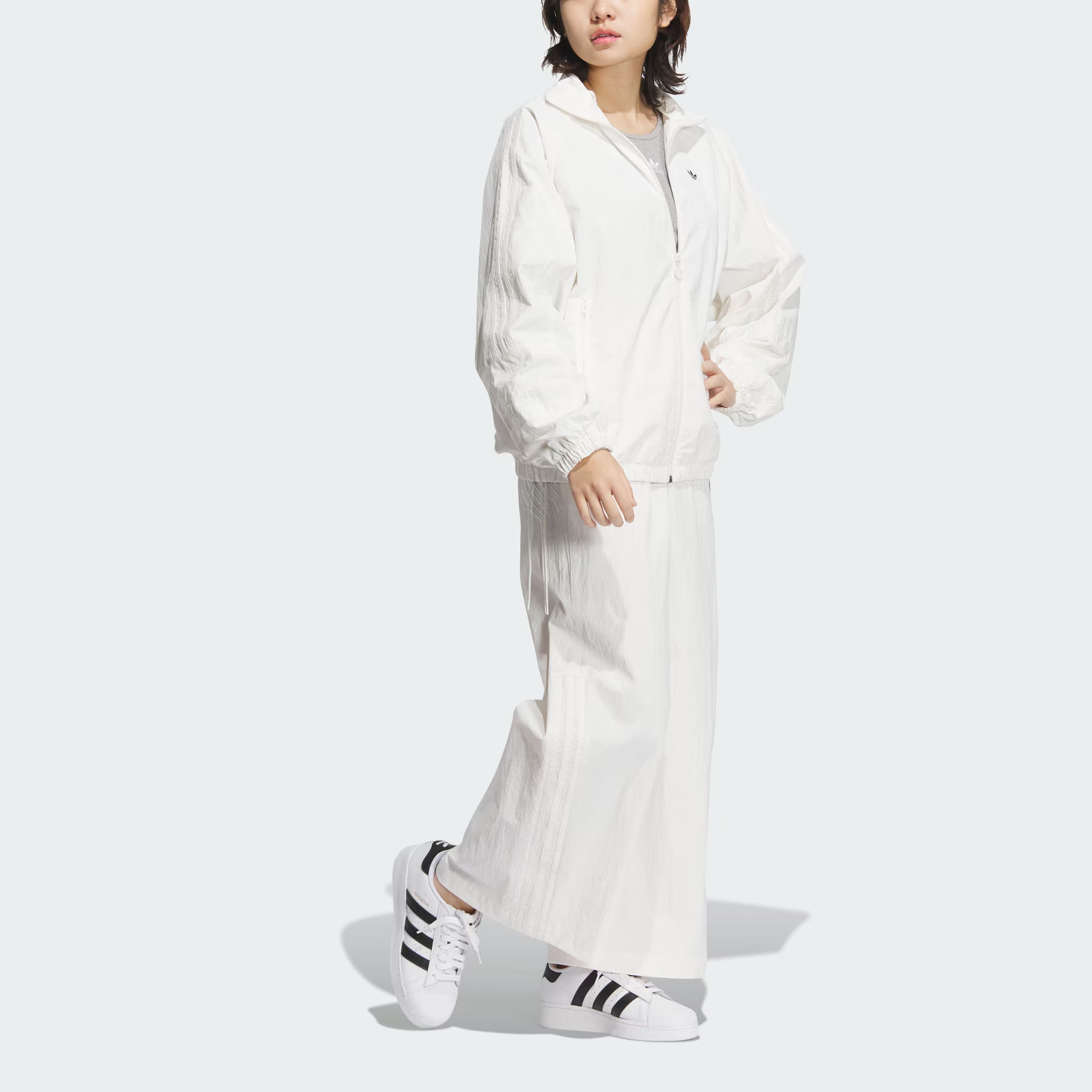 (Women) adidas Originals Ruched Track Top White/Black Sports Jacket JD6386 圖 5