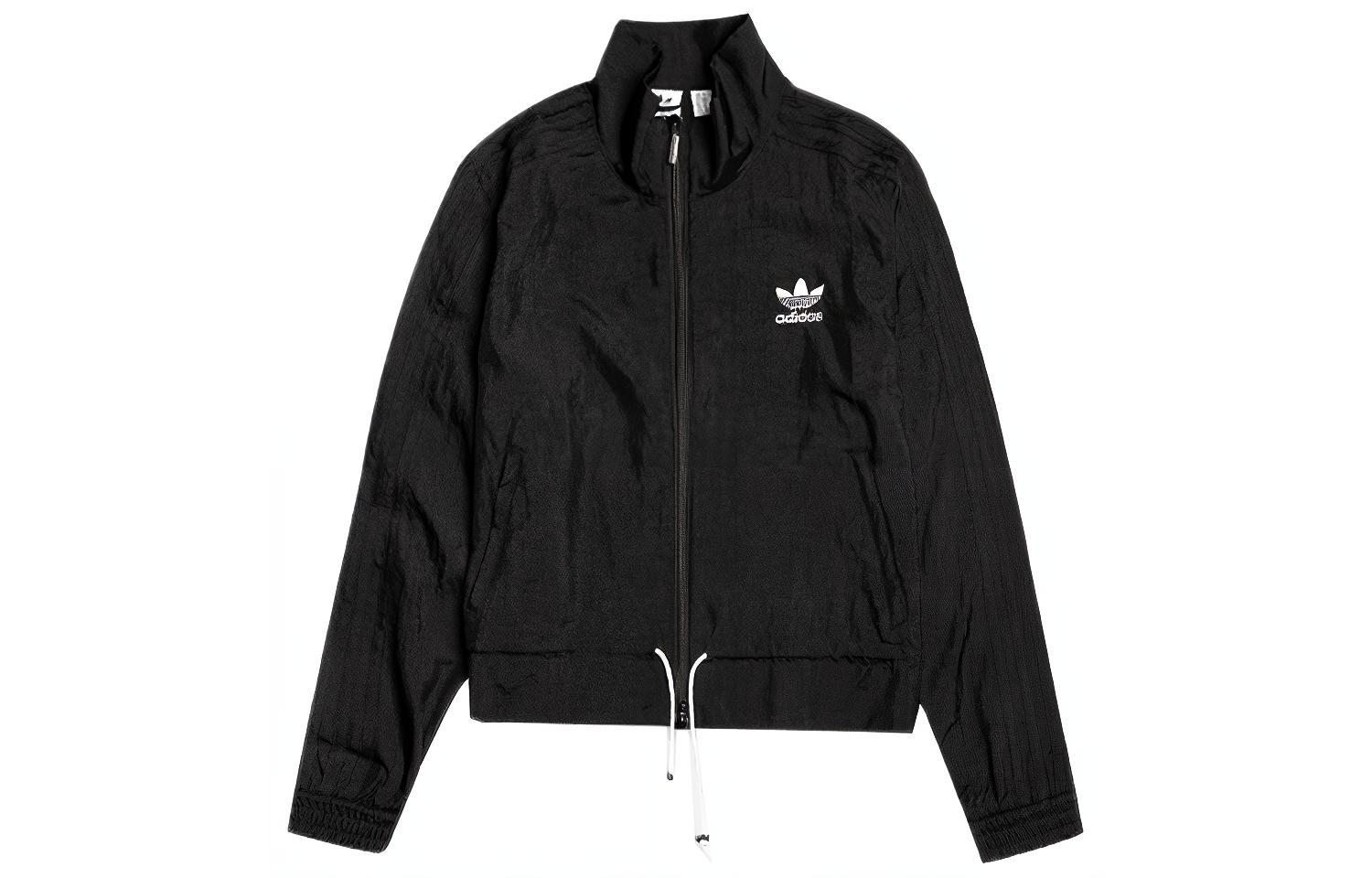 (Women) adidas Originals Ruffle Track Top Cropped Jacket Black ED4741