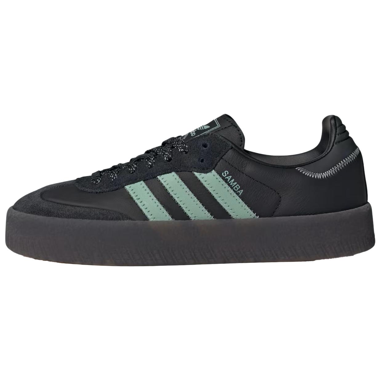 (Women) adidas Originals Samba Casual Low-Top Shoes Black Green Durable Comfort IE9110