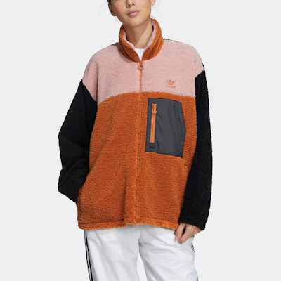 (W) adidas Originals Sherpa 拼色立領運動外套 米色棕色 GQ1238 Shop (W) adidas Originals Sherpa 拼色立領運動外套 米色棕色 GQ1238