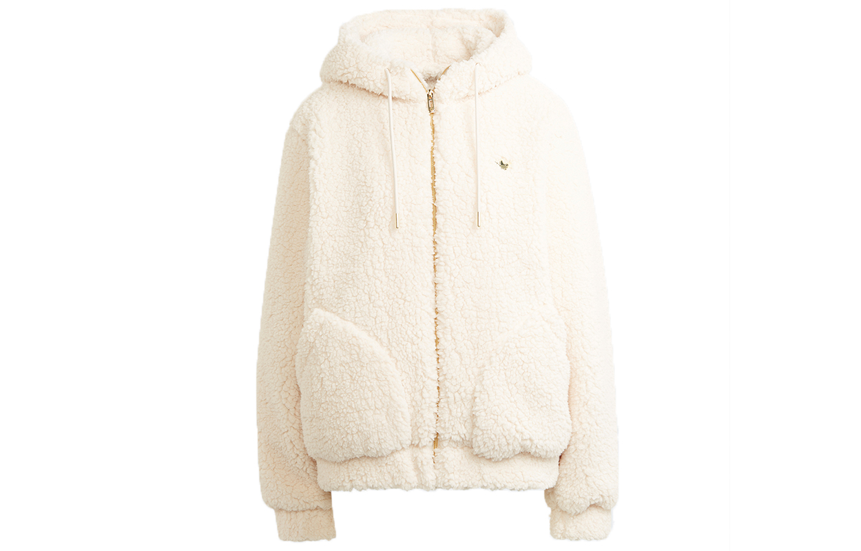 (Women) adidas Originals Sherpa Fleece Hoodie Jacket Winter Off-White HG6677