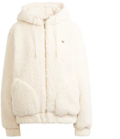 (Women) adidas Originals Sherpa Fleece Hoodie Jacket Winter Off-White HG6677 (Women) adidas Originals Sherpa Fleece Hoodie Jacket Winter Off-White HG6677