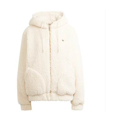 (Women) adidas Originals Sherpa Fleece Hoodie Jacket Winter Off-White HG6677