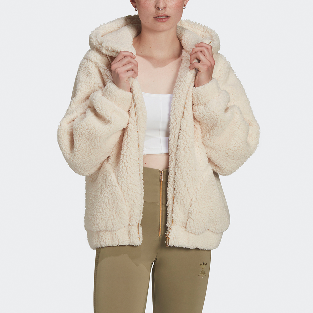 (Women) adidas Originals Sherpa Fleece Hoodie Jacket Winter Off-White HG6677 圖 3