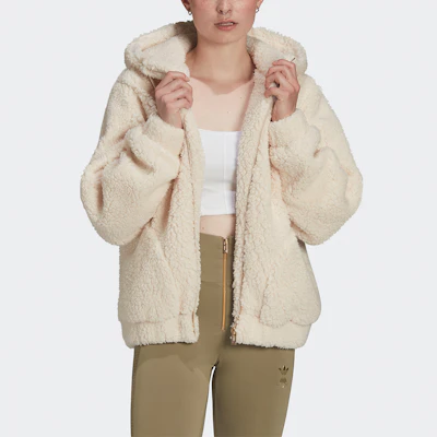 (Women) adidas Originals Sherpa Fleece Hoodie Jacket Winter Off-White HG6677 Lookbook (Women) adidas Originals Sherpa Fleece Hoodie Jacket Winter Off-White HG6677
