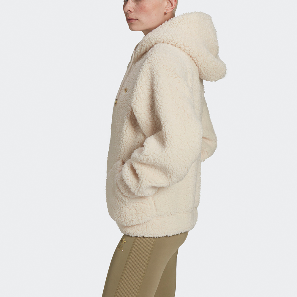 (Women) adidas Originals Sherpa Fleece Hoodie Jacket Winter Off-White HG6677 圖 5