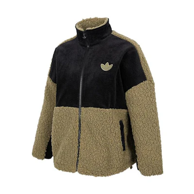 (Women) adidas Originals SHERPA MIX Retro Colorblock Fleece Jacket with Logo Embroidery HY4256