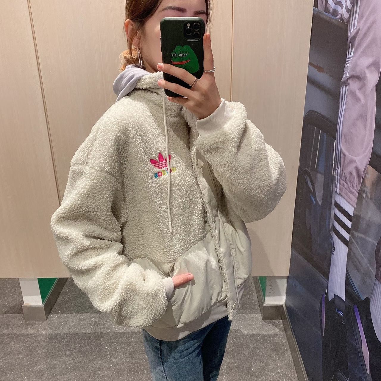 Cheap (W) adidas Originals 復古羊羔絨短夾克 棕色 GV2933