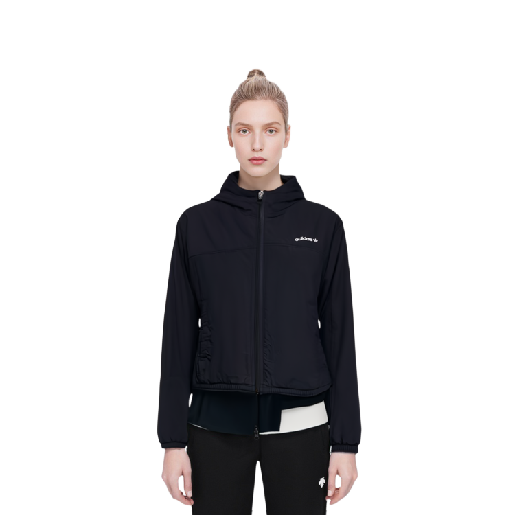 (Women) adidas Originals Solid Logo Zip-Up Hoodie Jacket Black H22844 圖 11