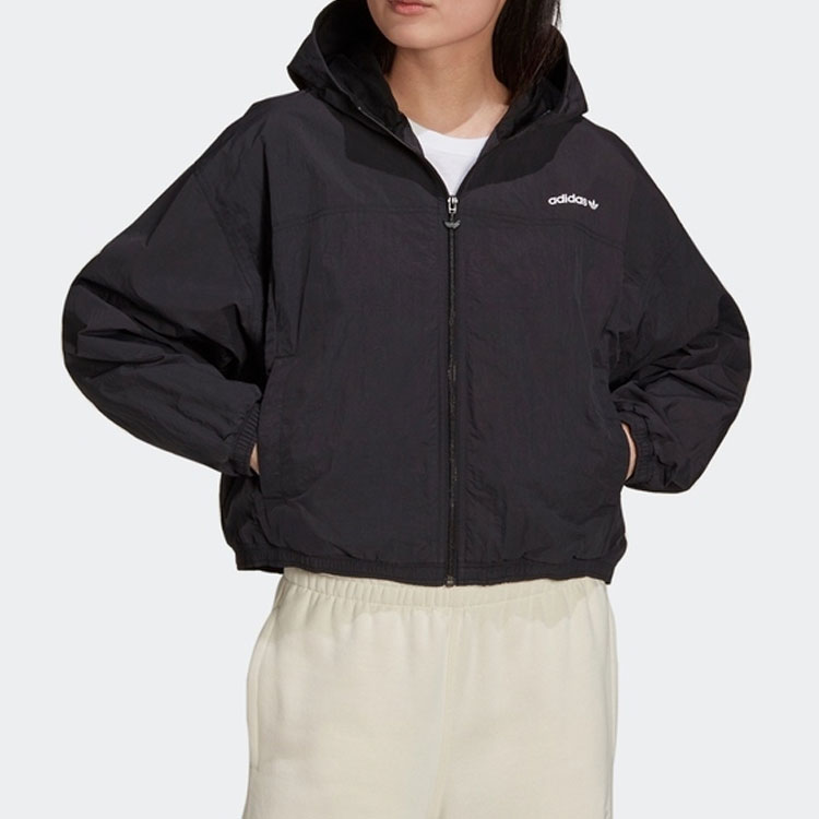 (Women) adidas Originals Solid Logo Zip-Up Hoodie Jacket Black H22844 圖 4