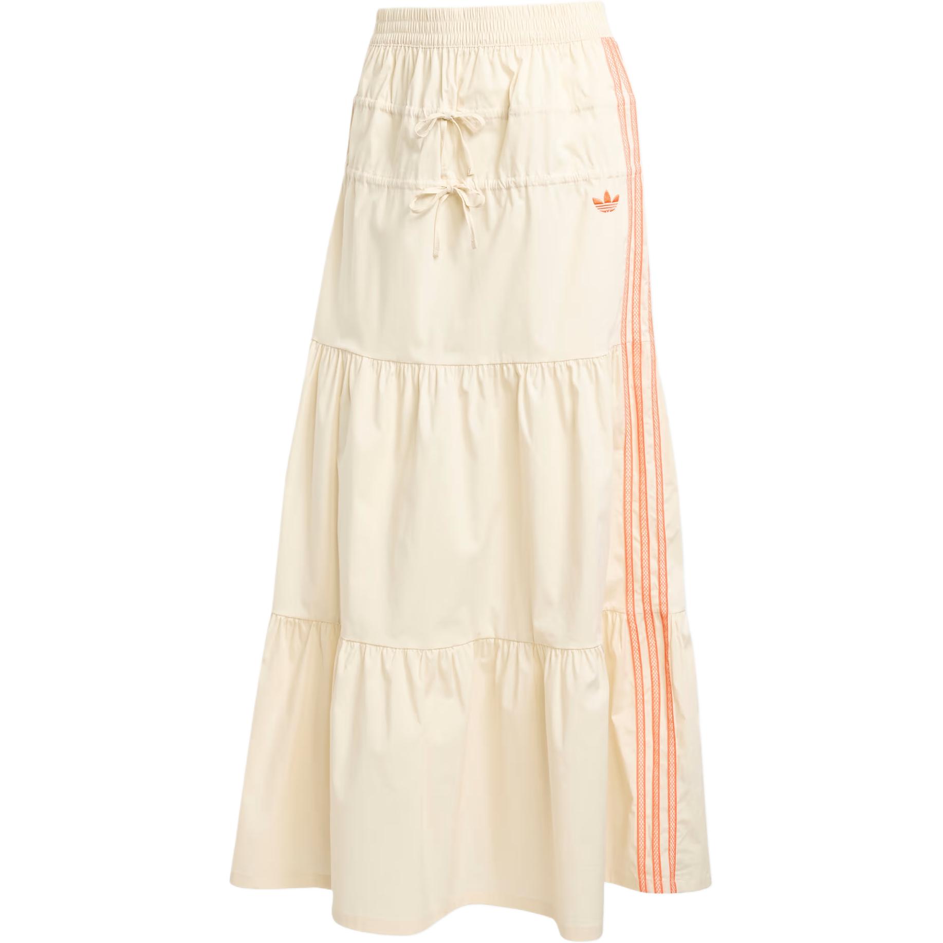 (Women) adidas Originals Striped High-Waist Loose Maxi Skirt Wonder White KC0768