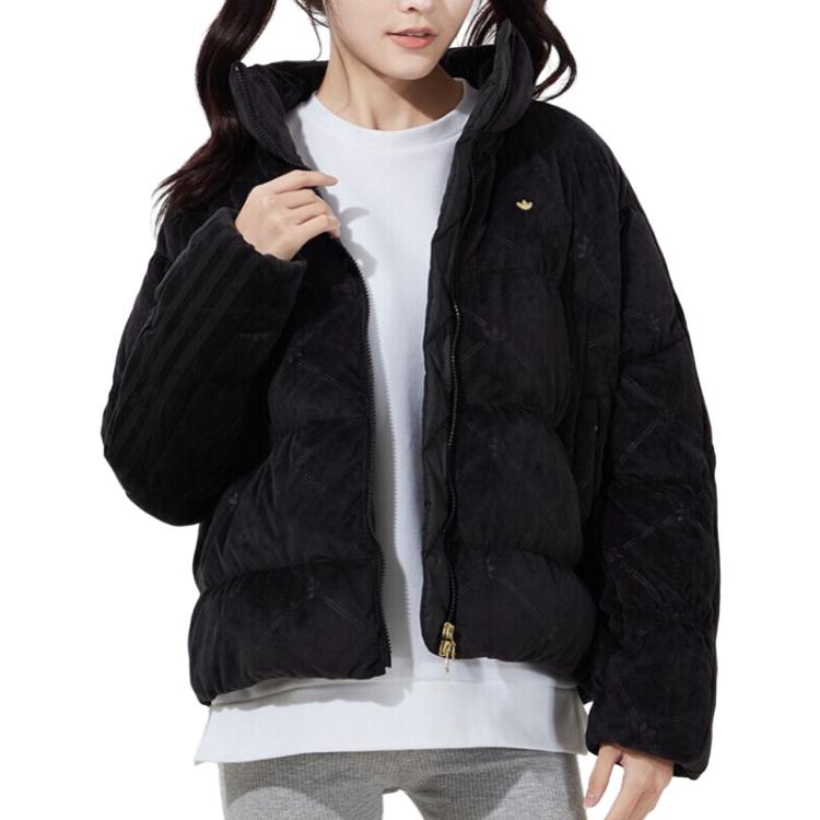 Details for (W) アディダス オリジナルス スエード ウォーム パファージャケット 冬 ブラック. GU1776