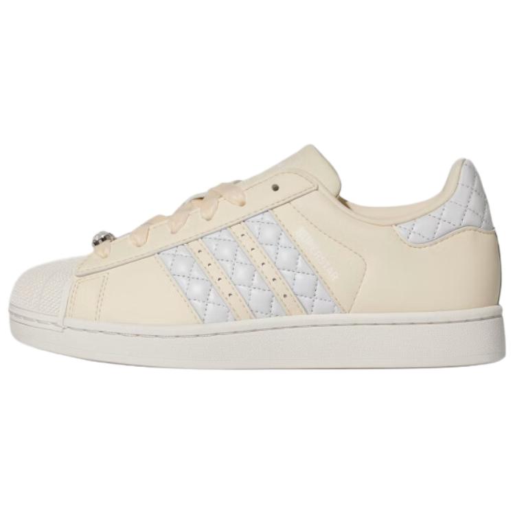(Women) adidas Originals Superstar 2 Sneakers Beige Fabric Leather Casual Shoes KJ7301