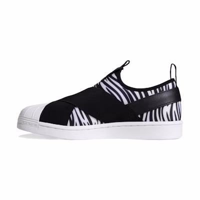 (W) adidas originals Superstar Slip On Zebra Black/White